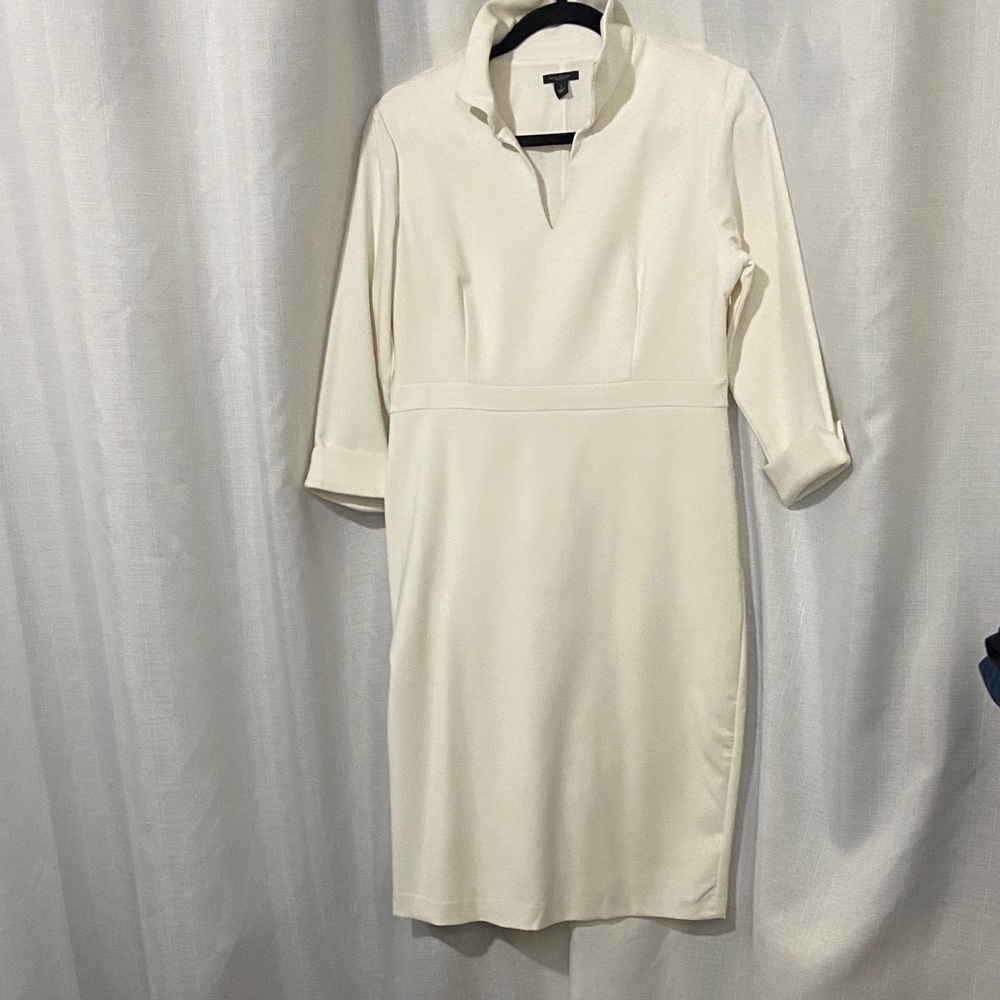 Ann Taylor Elegant White Long Sleeve Dress